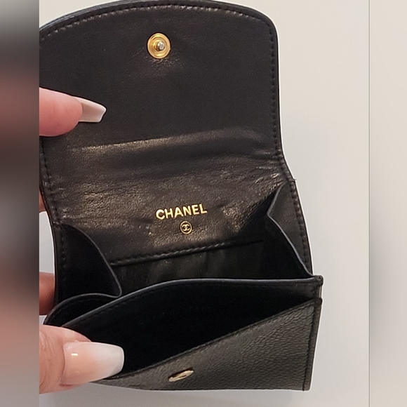 CHANEL Leather Caviar CC Flap Coin Pouch Blk Wallet - Picture 5 of 11